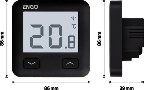 ENGO Controls E10-B - Regulator temperatury, 230V, czarny, Wi-Fi, Internetowy, podtynkowy ENGO Controls E10-B - Regulator temperatury, 230V, czarny, Wi-Fi, Internetowy, podtynkowy