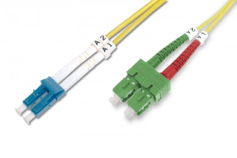Światłowodowy kabel krosowy (patch cord) jednomodowy SC APC/LC dplx, SM 9/125, OS2, LSOH, 2m, żółty Światłowodowy kabel krosowy (patch cord) jednomodowy SC APC/LC dplx, SM 9/125, OS2, LSOH, 2m, żółty