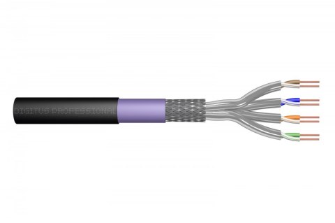 Kabel teleinformatyczny instalacyjny zewnętrzny kat.7, S/FTP, Eca, drut, AWG 23/1, PE, 1000m, czarny, szpula Kabel teleinformatyczny instalacyjny zewnętrzny kat.7, S/FTP, Eca, drut, AWG 23/1, PE, 1000m, czarny, szpula
