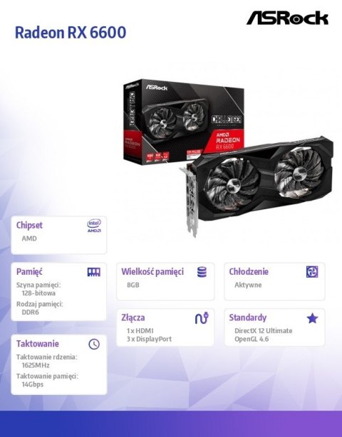 Karta graficzna Radeon RX 6600 Challenger D 8GB 128bit GDDR6 3DP/HDMI