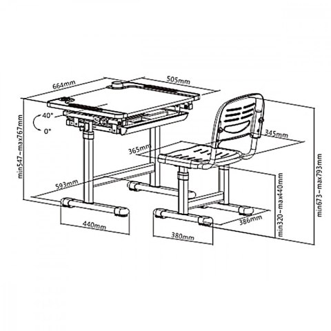 Biurko ergonomiczne dla dzieci z krzesłem Ergo Office ER-418 Biurko ergonomiczne dla dzieci z krzesłem Ergo Office ER-418