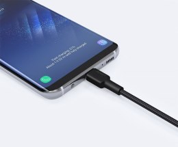 CB-CA03 OEM kabel USB-C - USB-A 0,3m 60W PD 3A 20V FCP AFC nylonowy oplot czarny