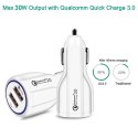 Ładowarka samochodowa QC 3.0 2xUSB MCE478 W Biała