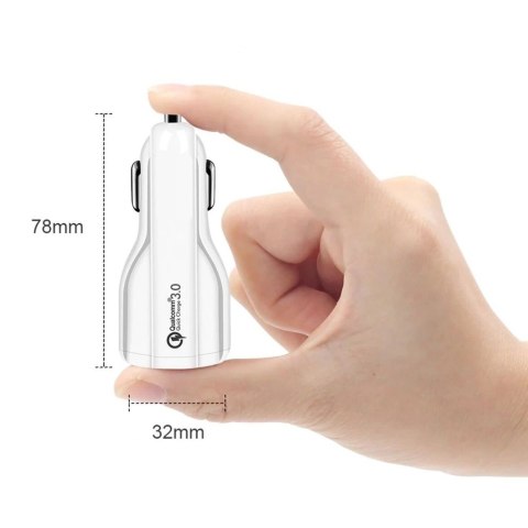 Ładowarka samochodowa QC 3.0 2xUSB MCE478 W Biała Ładowarka samochodowa QC 3.0 2xUSB MCE478 W Biała