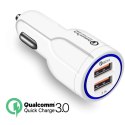 Ładowarka samochodowa QC 3.0 2xUSB MCE478 W Biała
