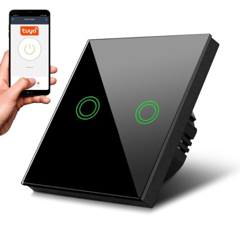 Dotykowy włącznik światła podwójny Wi-Fi SMART MCE714B Czarny Dotykowy włącznik światła podwójny Wi-Fi SMART MCE714B Czarny