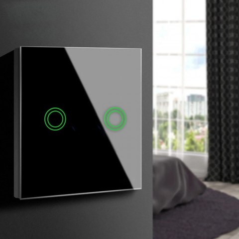 Dotykowy włącznik światła podwójny Wi-Fi SMART MCE714B Czarny Dotykowy włącznik światła podwójny Wi-Fi SMART MCE714B Czarny