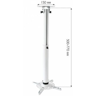 Ramię do projektora 50-77cm sufitowe, 15kg białe