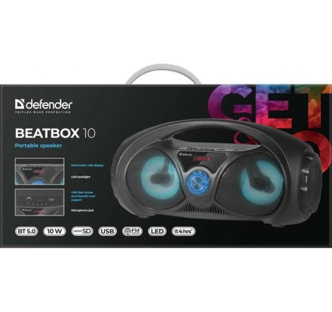 Głośnik Bluetooth Beatbox 10W BT/FM/USB/TF/AUX Kolorowe podświetlenie Głośnik Bluetooth Beatbox 10W BT/FM/USB/TF/AUX Kolorowe podświetlenie