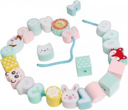 Klocki drewniane do nawlekania pastelowe