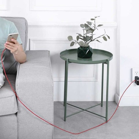 CB-AL01 OEM kabel 90° Lightning - USB-A 2m MFi Apple kątowy wtyki 90 stopni nylonowy oplot czerwony