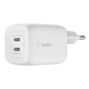 Podwójna ładowarka ścienna USB-C GaN z PPS 65 W Biała Podwójna ładowarka ścienna USB-C GaN z PPS 65 W Biała