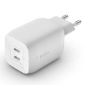 Podwójna ładowarka ścienna USB-C GaN z PPS 65 W Biała Podwójna ładowarka ścienna USB-C GaN z PPS 65 W Biała
