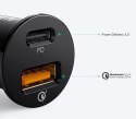 CC-Y11 Mini ładowarka samochodowa 2xUSB (1xUSB C Power Delivery 3.0 + USB-A Quick Charge 3.0) 21W 6A