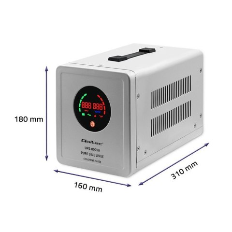 Zasilacz awaryjny Pure Sine Wave UPS | 800VA | 560W | Stała faza | Szary Zasilacz awaryjny Pure Sine Wave UPS | 800VA | 560W | Stała faza | Szary
