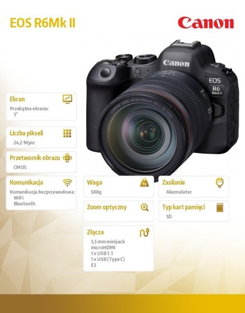 Aparat bezlusterkowy EOS R6 Mark II V5+RF24-105 L 5666C013 Aparat bezlusterkowy EOS R6 Mark II V5+RF24-105 L 5666C013