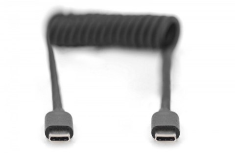 Kabel spiralny USB C/USB C, USB 2.0, PD 60W, max. 1m Czarny Kabel spiralny USB C/USB C, USB 2.0, PD 60W, max. 1m Czarny