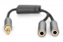 Kabel adapter audio splitter Mini Jack 3,5mm /2x 3,5mm Mini Jack M/Ż nylon 0,2m