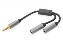 Kabel adapter headset Mini Jack 3,5mm/2x 3,5mm Mini Jack M/Ż nylon 0,2m