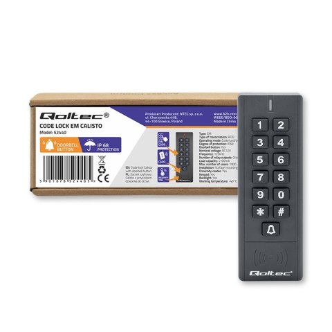 Zamek szyfrowy CALISTO z czytnikiem RFID | kod | karta | brelok |dzwonek | IP68 | EM Zamek szyfrowy CALISTO z czytnikiem RFID | kod | karta | brelok |dzwonek | IP68 | EM
