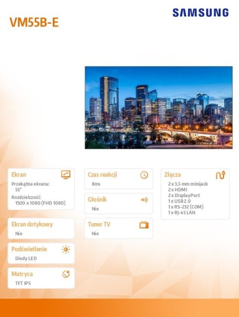 Monitor profesjonalny VM55B-E 55 cali Video Wall Matowy 24h/7 500(cd/m2) 1920x1080 (FHD) 3 lata On-Site (LH55VMBEBGBXEN) Monitor profesjonalny VM55B-E 55 cali Video Wall Matowy 24h/7 500(cd/m2) 1920x1080 (FHD) 3 lata On-Site (LH55VMBEBGBXEN)