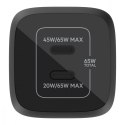 Ładowarka podwójna ścienna 65W USB-C GAN z PPS czarna Ładowarka podwójna ścienna 65W USB-C GAN z PPS czarna