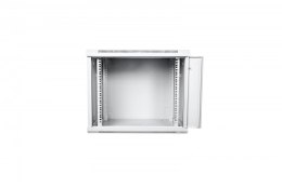 Szafa krosowa wisząca 19 cali 12U rack 600x600, drzwi pełne, niedzielona, złożona, nośność 60kg, Szara