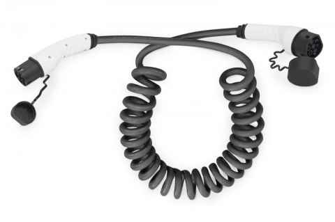 Kabel spiralny do ładowania pojazdów elektrycznych EV, Typ2-Typ2, trójfazowy 400V, 32A, 22kW, 7,5m
