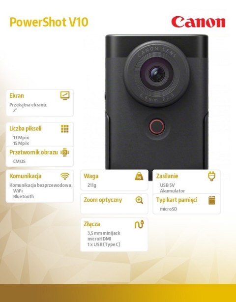 Zaawansowany zestaw do vlogowania PowerShot V10 Advanced Vlogging czarny 5947C006 Zaawansowany zestaw do vlogowania PowerShot V10 Advanced Vlogging czarny 5947C006