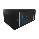 Szafka wisząca rack 4U 600x450 czarna szklane drzwi