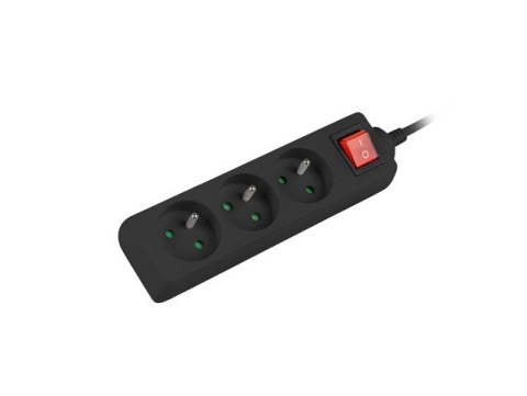 Listwa zasilająca 3m, czarna, 3 gniazda, z wyłącznikiem, kabel wykonany z pełnej miedzi Listwa zasilająca 3m, czarna, 3 gniazda, z wyłącznikiem, kabel wykonany z pełnej miedzi