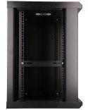 Szafka wisząca rack 12U 600x450 czarna szklane drzwi