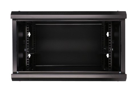 Szafka wisząca rack 6U 600x600 czarna szklane drzwi