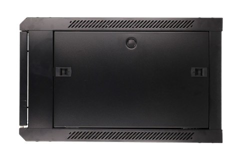 Szafka wisząca rack 6U 600x600 czarna szklane drzwi