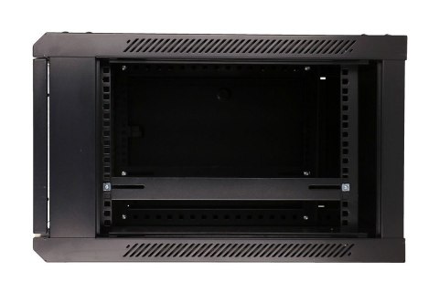 Szafka wisząca rack 6U 600x600 czarna szklane drzwi
