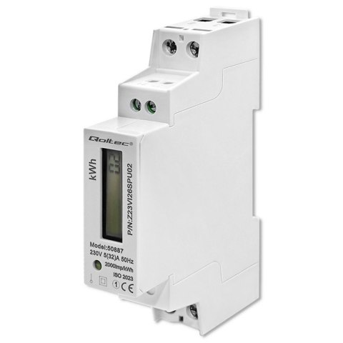 Jednofazowy elektroniczny licznik | miernik zużycia energii na szynę DIN | 230V | LCD | 2P | Slim Jednofazowy elektroniczny licznik | miernik zużycia energii na szynę DIN | 230V | LCD | 2P | Slim