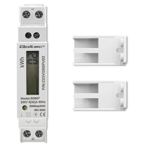 Jednofazowy elektroniczny licznik | miernik zużycia energii na szynę DIN | 230V | LCD | 2P | Slim Jednofazowy elektroniczny licznik | miernik zużycia energii na szynę DIN | 230V | LCD | 2P | Slim