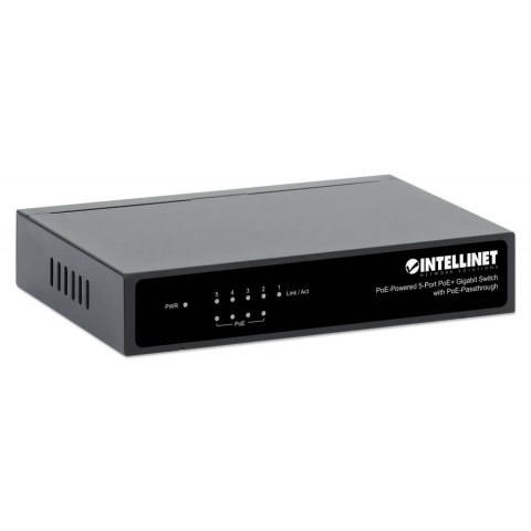 Switch Gigabit 5xPoE Passthrough zasilany PoE lub AC,68W Switch Gigabit 5xPoE Passthrough zasilany PoE lub AC,68W