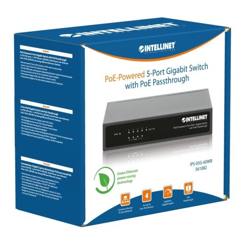 Switch Gigabit 5xPoE Passthrough zasilany PoE lub AC,68W Switch Gigabit 5xPoE Passthrough zasilany PoE lub AC,68W