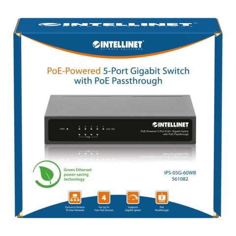 Switch Gigabit 5xPoE Passthrough zasilany PoE lub AC,68W Switch Gigabit 5xPoE Passthrough zasilany PoE lub AC,68W