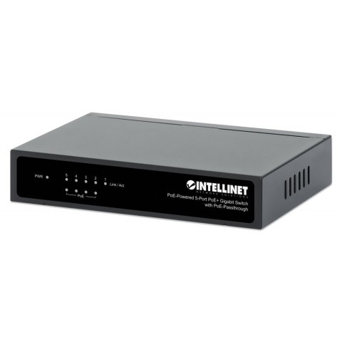 Switch Gigabit 5xPoE Passthrough zasilany PoE lub AC,68W Switch Gigabit 5xPoE Passthrough zasilany PoE lub AC,68W