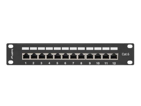Patch Panel 12 Port 1U 10' cali kategoria 6 ekranowany czarny Patch Panel 12 Port 1U 10' cali kategoria 6 ekranowany czarny