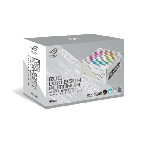 Zasilacz Rog Loki SFX-L 850W Platinum 80+ Aura ATX 3.0 biały Zasilacz Rog Loki SFX-L 850W Platinum 80+ Aura ATX 3.0 biały