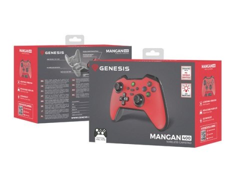 Gamepad Genesis Mangan 400 bezprzewodowy do PC/Switch/Mobile Czerwony Gamepad Genesis Mangan 400 bezprzewodowy do PC/Switch/Mobile Czerwony
