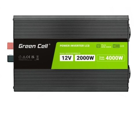 Przetwornica LCD 12V 2000W/4000W Czysty sinus z wywietlaczem