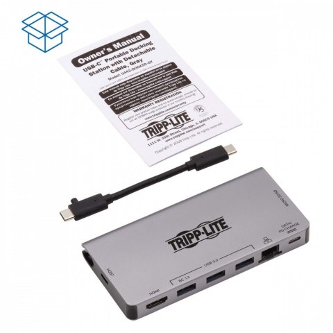 Stacja dokująca USB-C 4K HDMI, USB 3.2 Gen 1, koncentrator USB-A, GbE, karta pamięci, ładowanie PD 100 W, odłączany przewód U442 Stacja dokująca USB-C 4K HDMI, USB 3.2 Gen 1, koncentrator USB-A, GbE, karta pamięci, ładowanie PD 100 W, odłączany przewód U442