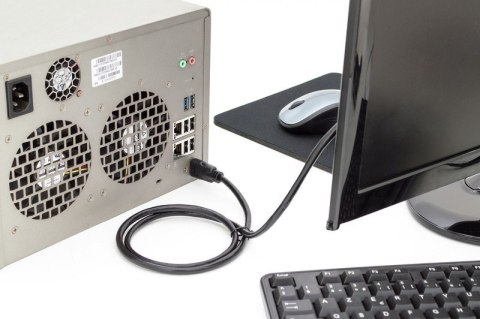 Kabel połączeniowy HDMI HighSpeed z Ethernetem 4K 60Hz UHD Typ HDMI A/HDMI A M/M czarny 5m Kabel połączeniowy HDMI HighSpeed z Ethernetem 4K 60Hz UHD Typ HDMI A/HDMI A M/M czarny 5m