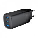 Ładowarka PowerDelivery 1xA 2xC GaN 65W Czarna Ładowarka PowerDelivery 1xA 2xC GaN 65W Czarna