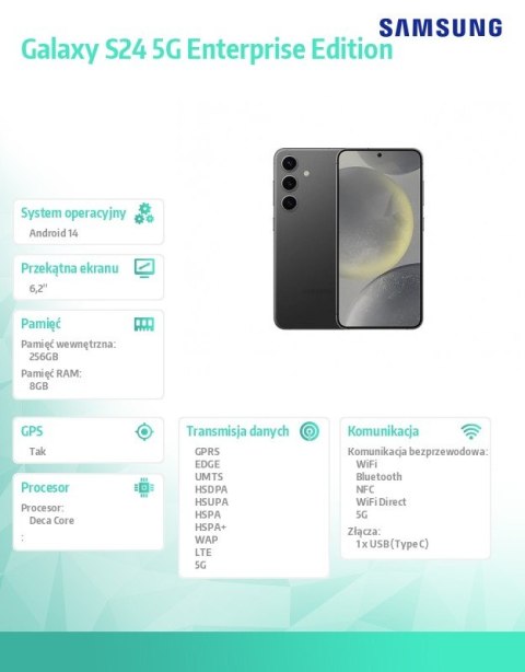 Smartfon Galaxy S24 5G 8/256GB Enterprise Edition czarny Smartfon Galaxy S24 5G 8/256GB Enterprise Edition czarny