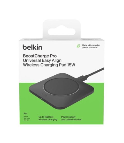 Podkładka ładująca bezprzewodowa BoostCharge Qi 15W czarna Podkładka ładująca bezprzewodowa BoostCharge Qi 15W czarna